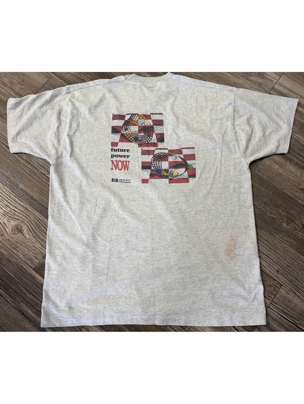 Vintage 90s HP Hewlett Packard Future Power Now Tech Promo T Shirt Grey XL